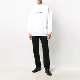 Camisola com logótipo Balenciaga para homem, oversize, branca 570811TIV559040