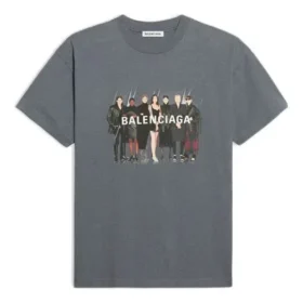 Camisola com logótipo da banda impresso, estilo retro, manga curta, cinzenta 612965TIV471404