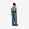 Camisola curta de gola redonda para mulher em cinzento mesclado Camisola curta de gola redonda para mulher em cinzento mesclado