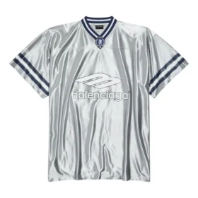 Camisola de futebol 3B com decote em V, brilhante e oversized «Cinza Branco» 857113TTVQ71461