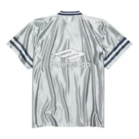 Camisola de futebol 3B com decote em V, brilhante e oversized «Cinza Branco» 857113TTVQ71461