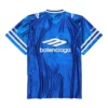 Camisola de futebol 3B com decote em V, em malha brilhante e oversized «Azul-real/Branco» 857113TTVQ74701