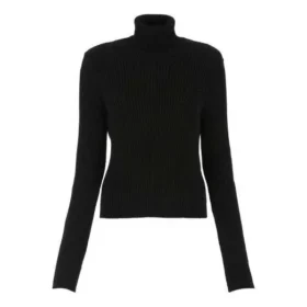 Camisola de gola alta com estampa e canelado «Preto» 662722T32101070