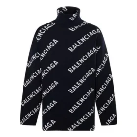 Camisola de gola alta com logótipo por toda a peça «Black White» 621018T15674177