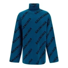 Camisola de gola alta com logótipo por toda a peça «Petrol Blue» 657402T15672470