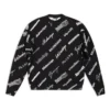 Camisola de gola redonda com estampado de logótipo em toda a peça «Preto Branco» 724858T16651070