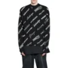 Camisola de gola redonda com estampado de logótipo em toda a peça «Preto Branco» 724858T16651070