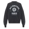 Camisola de gola redonda com estampado do logótipo da faculdade «Est. 1917» em «Preto Deslavado» 697869TMV991000