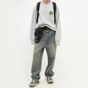 Camisola de gola redonda com logótipo B Crest desportivo «Cinza» 671125TLV601300