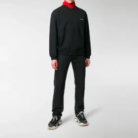 Camisola de gola redonda com logótipo contrastante pequeno «Preto e Branco» 556147TYK271000