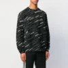 Camisola de gola redonda com logótipo em jacquard «Preto» 555381T15241070