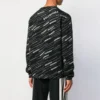 Camisola de gola redonda com logótipo em jacquard «Preto» 555381T15241070