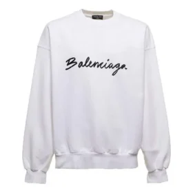Camisola de gola redonda com logótipo em script «Branco» 697869TMVB59040