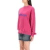 Camisola de gola redonda com logótipo em script «Dark Fuchsia» 697869TMVB50507