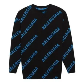 Camisola de gola redonda com logótipo por toda a peça «Preto Azul» 625970T31781165 Camisola de gola redonda com logótipo por toda a peça «Preto Azul» 625970T31781165