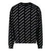 Camisola de gola redonda com logótipo por toda a peça «Preto Branco» 702952T32331070