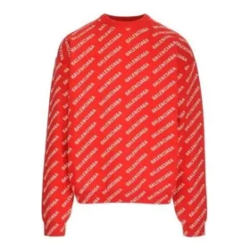 Camisola de gola redonda com logótipo por toda a peça «Red White» 702952T32336090
