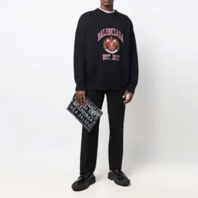 Camisola de gola redonda com logótipo universitário «Est. 1917» «Preto» 675267T32171000