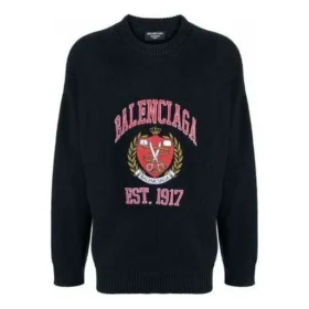 Camisola de gola redonda com logótipo universitário «Est. 1917» «Preto» 675267T32178065