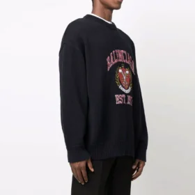 Camisola de gola redonda com logótipo universitário «Est. 1917» «Preto» 675267T32178065