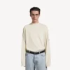 Camisola de gola redonda para homem em creme