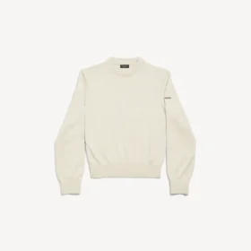 Camisola de gola redonda para mulher em creme