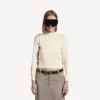 Camisola de gola redonda para mulher em creme