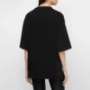 Camisola de gola redonda preta com estampado 641532TJVK61070