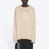 Camisola de malha com gola redonda e logótipo BB Laurel Crown «Beige» 664369T32119028
