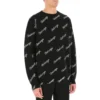 Camisola de malha com logótipo em letra cursiva por toda a peça «Preto» 646493T41121070