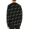 Camisola de malha com logótipo em letra cursiva por toda a peça «Preto» 646493T41121070