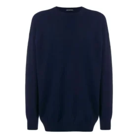 Camisola de malha de caxemira com gola redonda e logótipo nas costas «Navy» 583111T40924140
