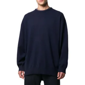 Camisola de malha de caxemira com gola redonda e logótipo nas costas «Navy» 583111T40924140