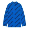 Camisola de malha de lã com gola redonda e logótipo por toda a peça «Azul» 657400T15673964