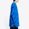 Camisola de malha de lã com gola redonda e logótipo por toda a peça «Azul» 657400T15673964