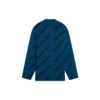 Camisola de malha de lã com gola redonda e logótipo por toda a peça «Azul Petróleo» 657400T15672470