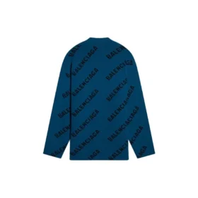 Camisola de malha de lã com gola redonda e logótipo por toda a peça «Azul Petróleo» 657400T15672470 Camisola de malha de lã com gola redonda e logótipo por toda a peça «Azul Petróleo» 657400T15672470