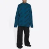 Camisola de malha de lã com gola redonda e logótipo por toda a peça «Azul Petróleo» 657400T15672470