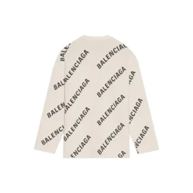 Camisola de malha de lã com gola redonda e logótipo por toda a peça «Branco» 657401T32009054 Camisola de malha de lã com gola redonda e logótipo por toda a peça «Branco» 657401T32009054