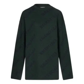 Camisola de malha de lã com gola redonda e logótipo por toda a peça «Dark Green» 657400T15673050 Camisola de malha de lã com gola redonda e logótipo por toda a peça «Dark Green» 657400T15673050