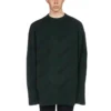 Camisola de malha de lã com gola redonda e logótipo por toda a peça «Dark Green» 657400T15673050