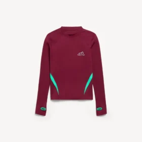 Camisola de manga comprida ajustada para homem, estilo techwear, em cor de vinho/água