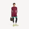 Camisola de manga comprida ajustada para homem, estilo techwear, em cor de vinho/água