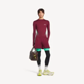 Camisola de manga comprida ajustada para homem, estilo techwear, em cor de vinho/água