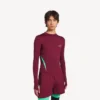Camisola de manga comprida ajustada para homem, estilo techwear, em cor de vinho/água