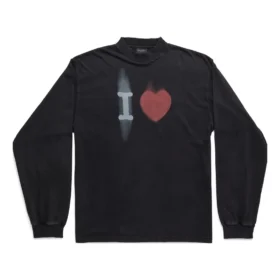 Camisola de manga comprida «I Love» de corte médio «Black» 744449TOVH39034