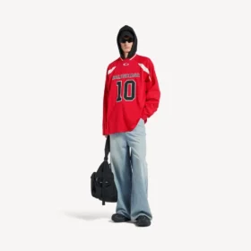 Camisola de manga comprida oversized da Balenciaga | colaboração com a NBA para homem, em vermelho/multicolorido