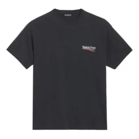Camisola de manga curta Balenciaga com estampado alfabético para homem, preta 641675TIV521070