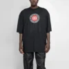 Camisola de manga curta Balenciaga para homem com logótipo Circular BB Alphabet, preta, 641614TJV761000