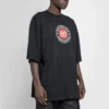 Camisola de manga curta Balenciaga para homem com logótipo Circular BB Alphabet, preta, 641614TJV761000